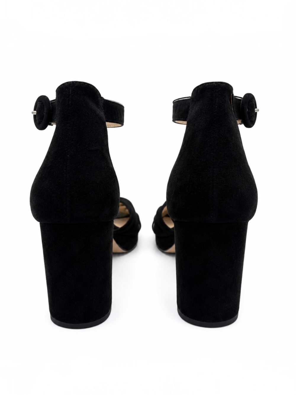 Pelle Moda Black Suede Bow Block Heel Sandals Women’s Size 9M Ankle Strap - Picture 3 of 5